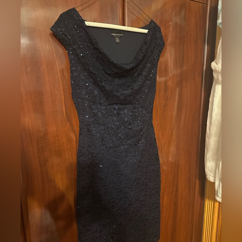 Connected Apparel Midnight Blue Lace Midi Dress